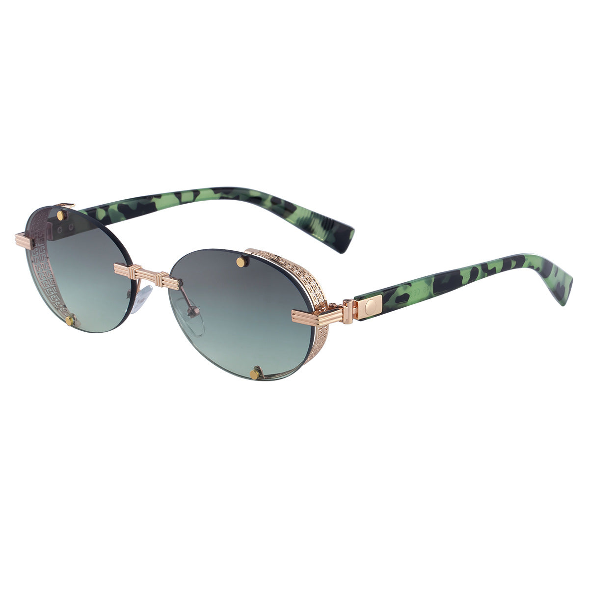 Retro Oval Frameless Sunglasses – Punk Street-Style Fashion Shades for Men & Women