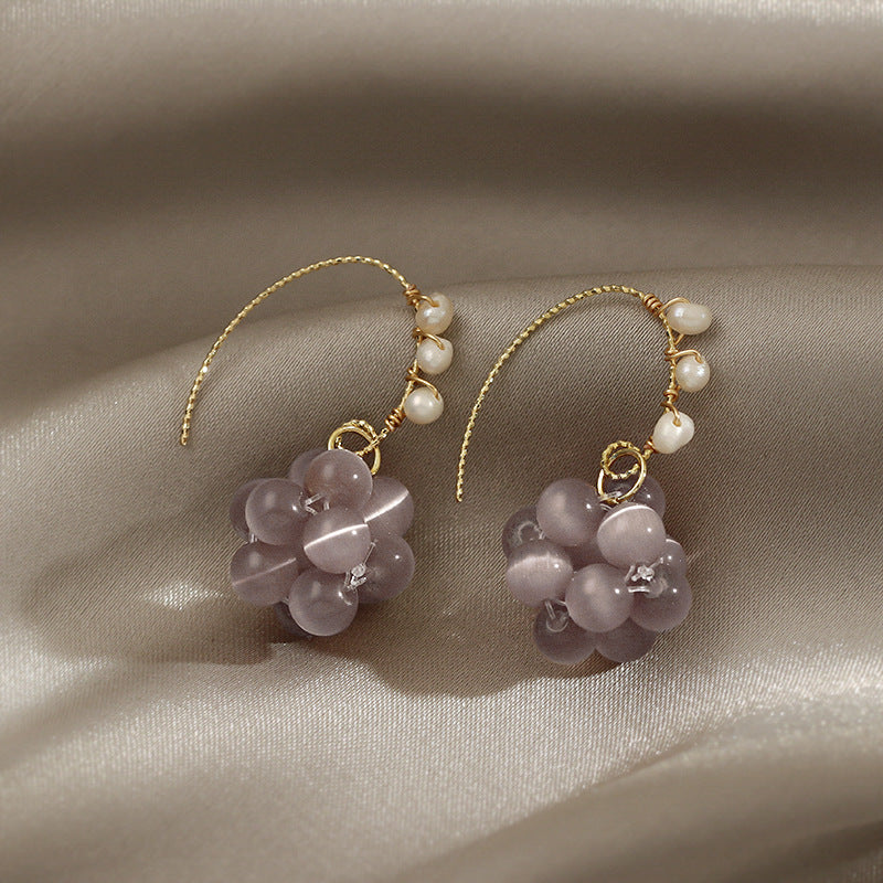 Purple Cat’s Eye Teardrop Earrings – Freshwater Pearl Jewelry