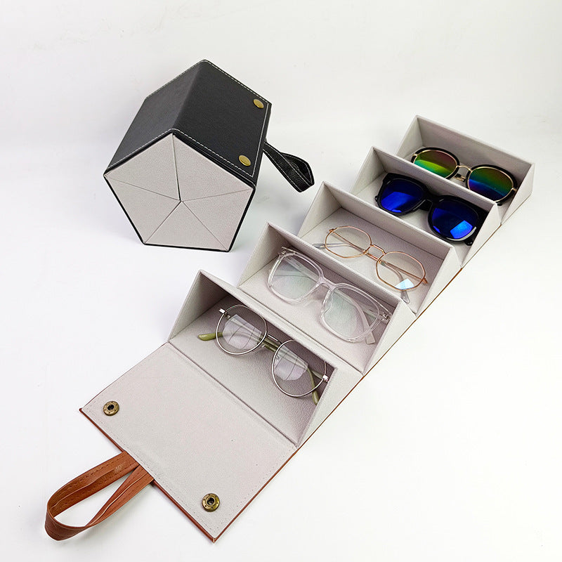 Foldable Sunglasses Storage Case – Multi-Grid Organizer for Eyeglasses & Sunglasses