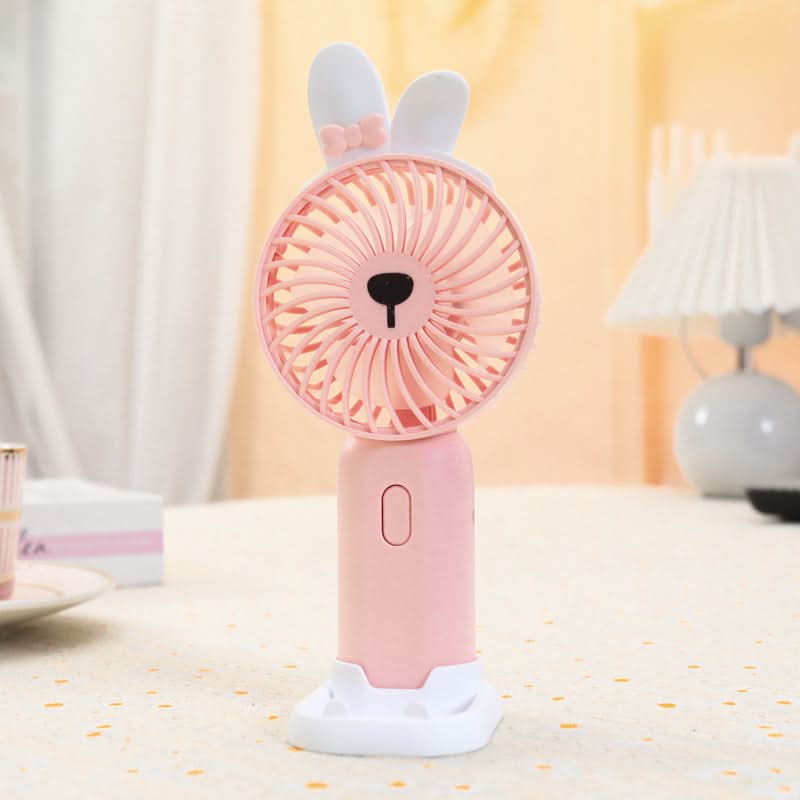Portable Cartoon Handheld Fan – USB Rechargeable, Detachable Base