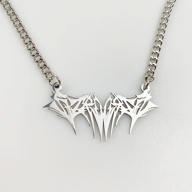 Silver Thorn Pendant Necklace, Punk Style