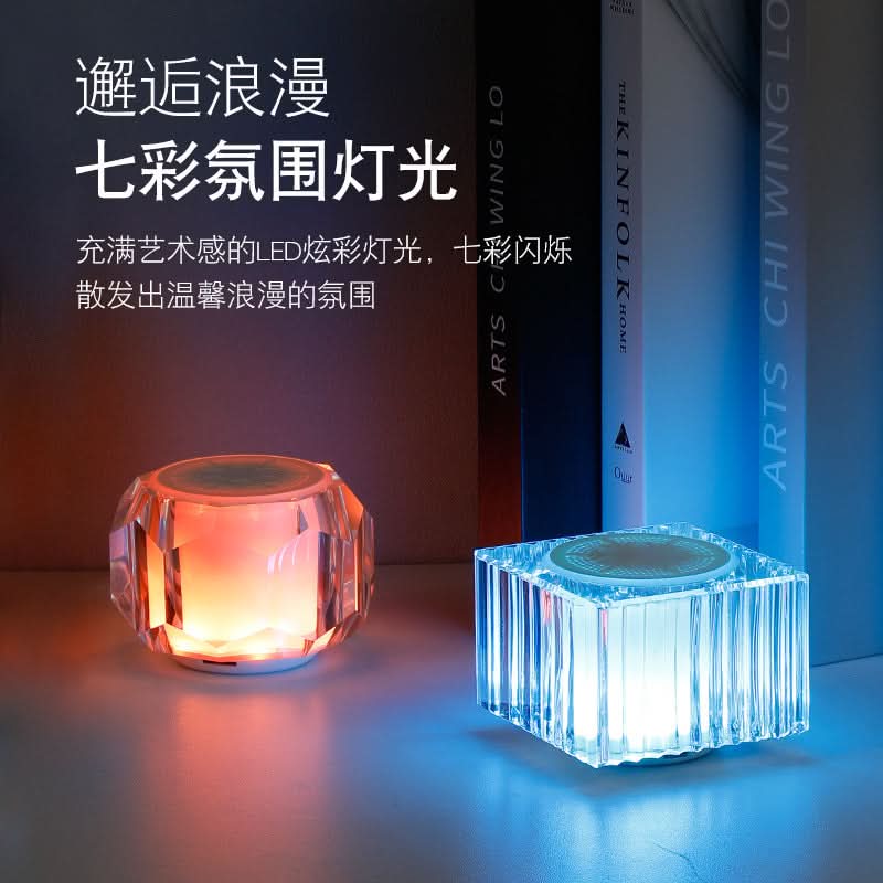 Crystal LED Bluetooth Speaker – Wireless Portable Subwoofer with Colorful Lights
