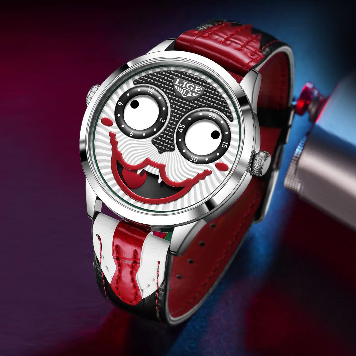 Joker-Inspired Men's Quartz Watch – Trendy, Waterproof Fashion Timepiece