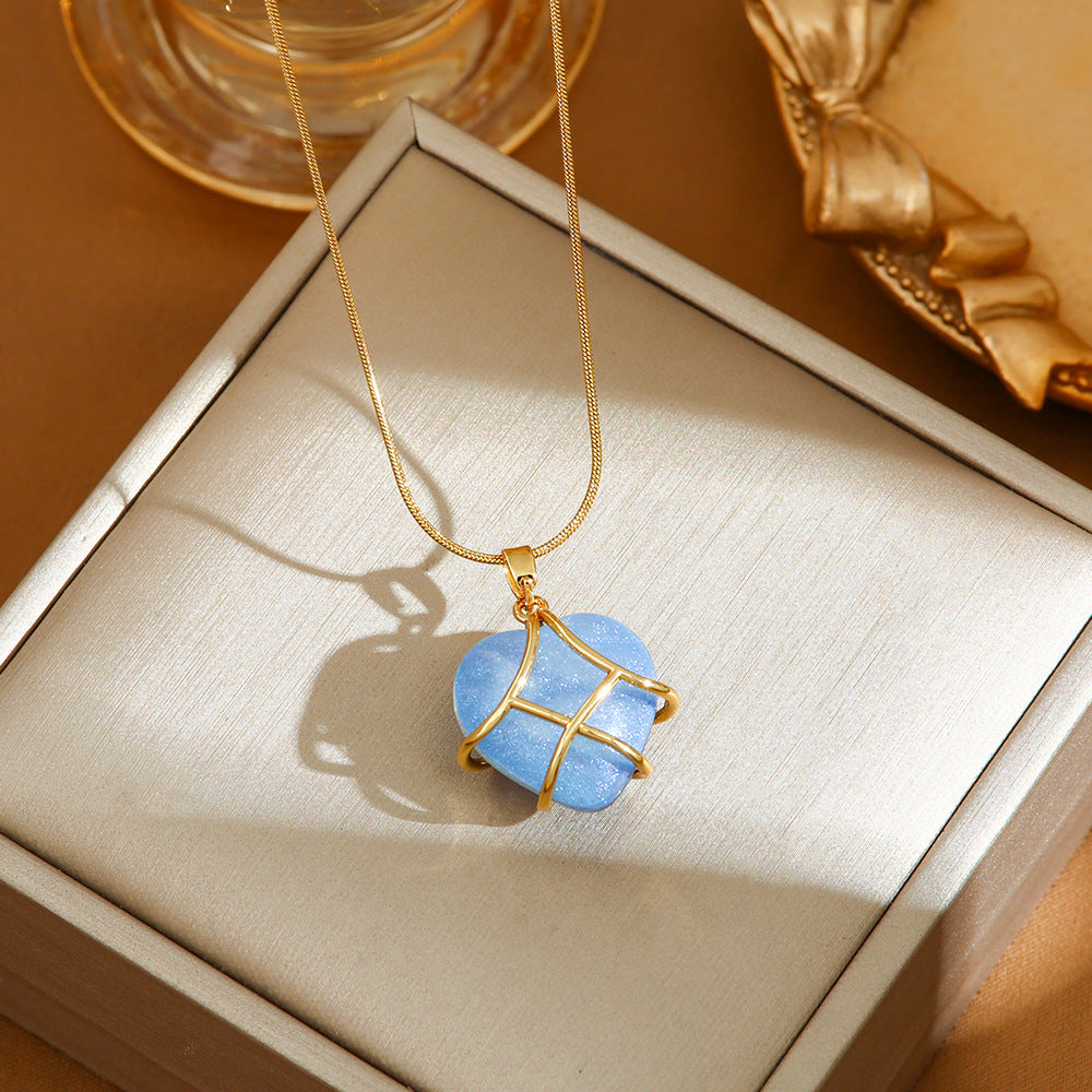 Runaway Princess Heart Necklace – Titanium Steel Cartoon Pendant for Women