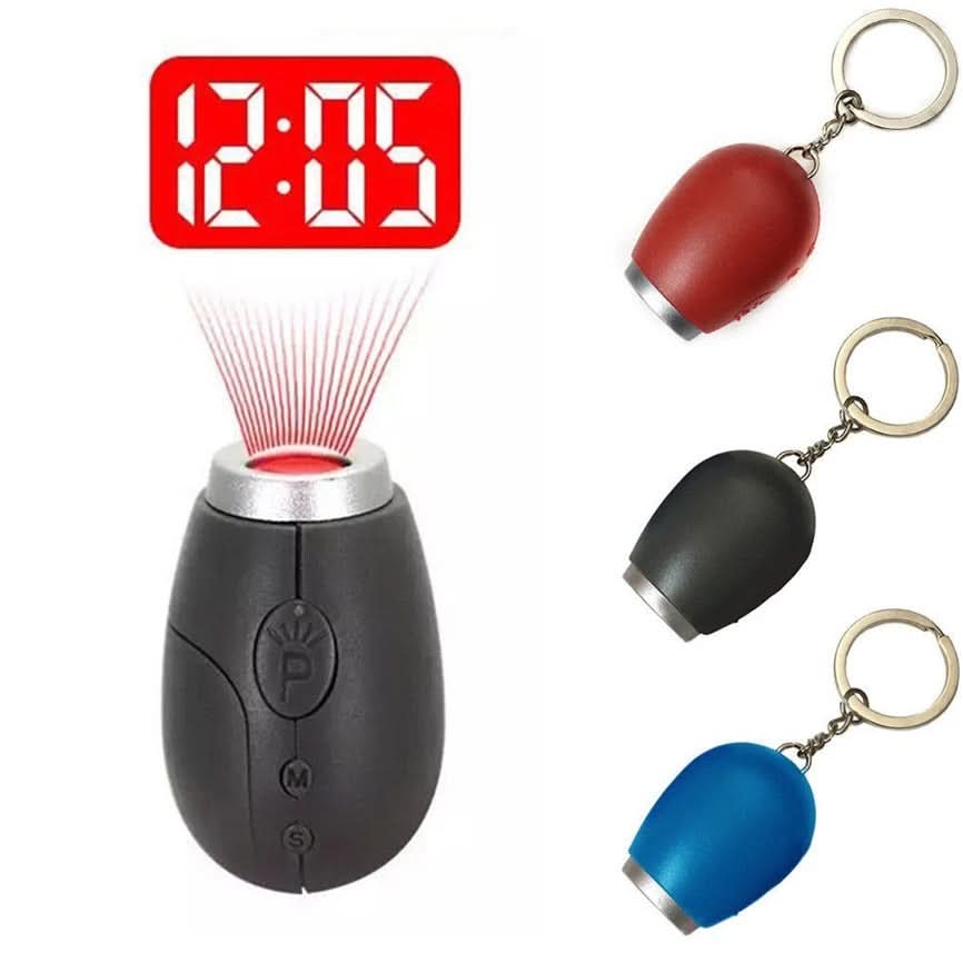 Mini Keychain Projection Clock Flashlight for Kids