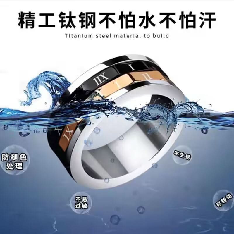 Men's Rotating Geometric Titanium Steel Ring