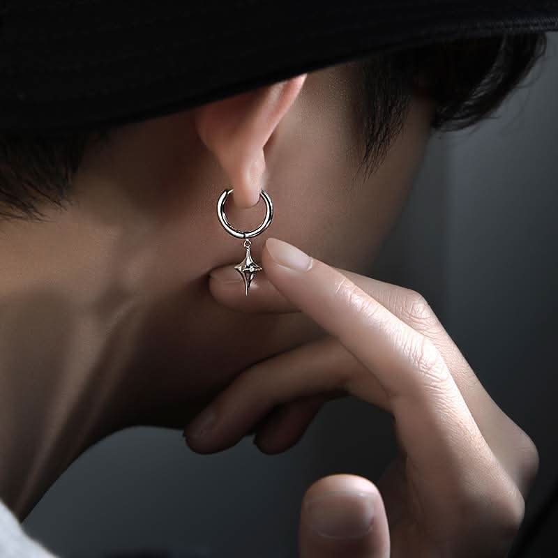 Men’s Retro Star Earrings – Trendy Geometric Ear Cuff