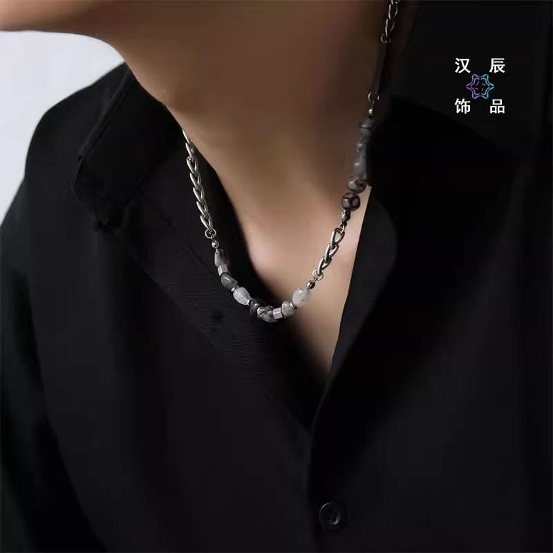 Men’s Ice Crack Stone Necklace – Fashion Jewelry