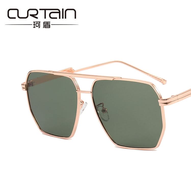 Double-Beam Pilot Sunglasses – UV400 Protection, Retro Polygonal Style