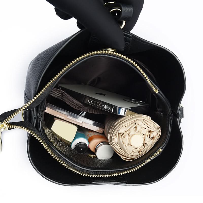 Women's Large-Capacity Stylish PU Leather Bucket Bag – Handbag for Work & Travel