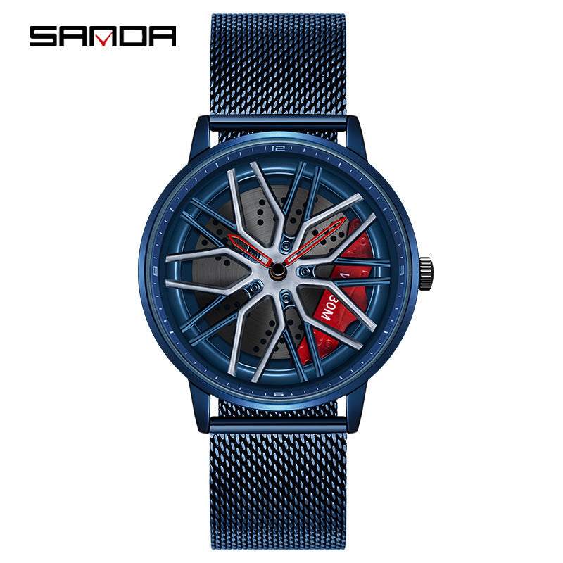 Sanda High-Value Men’s Quartz Watch – Mesh Strap, Waterproof 30M, Trendy Business Style