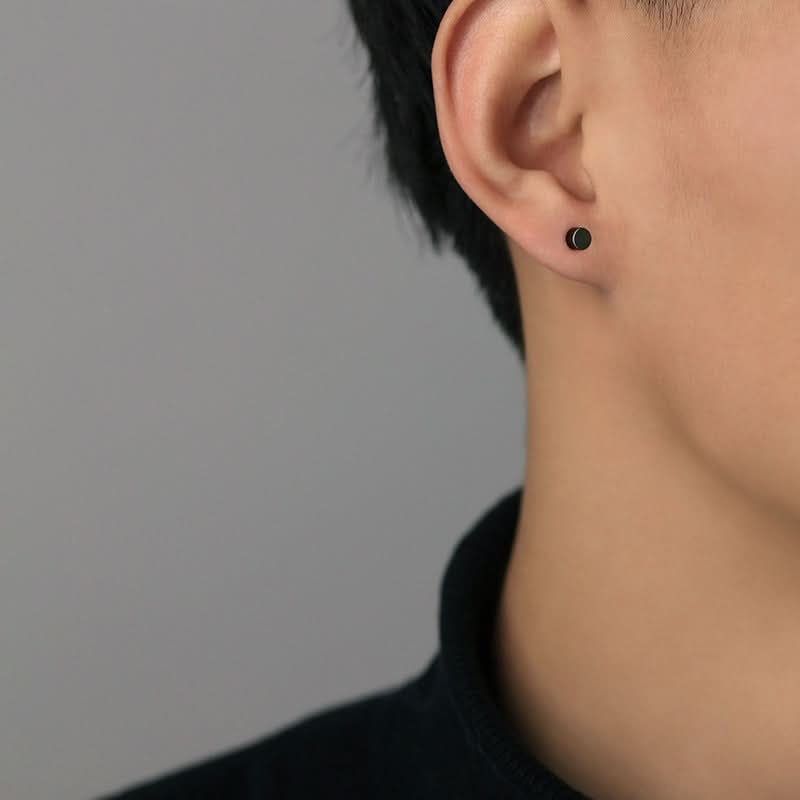 Unisex Titanium Steel Dumbbell Stud Earrings – Secure Screw-Back Earrings