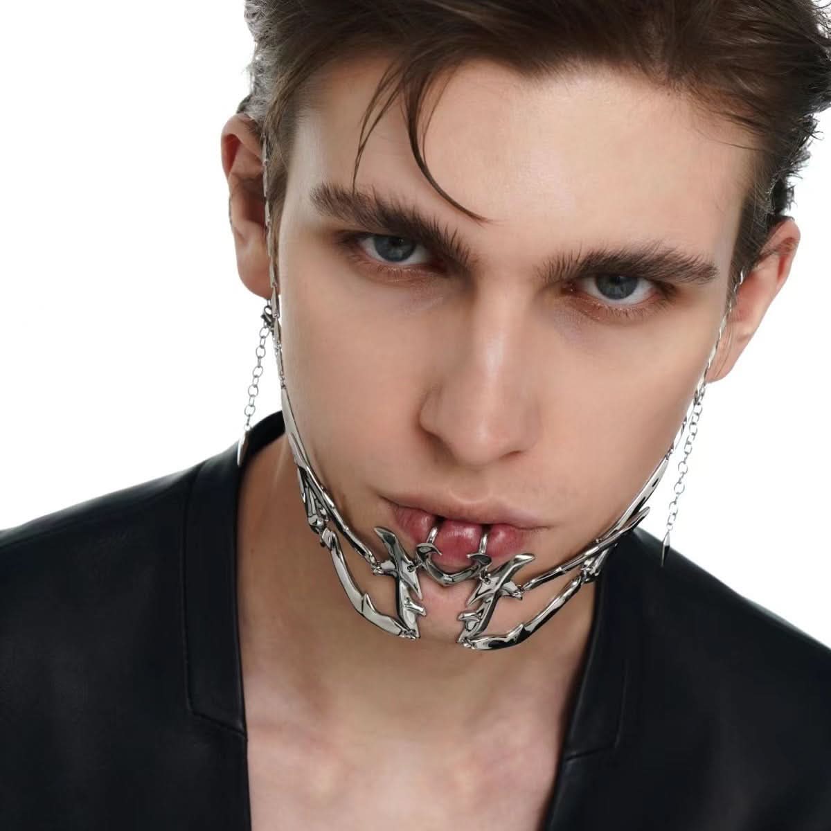 Silver Punk Face Accessory, Unisex Jewelry
