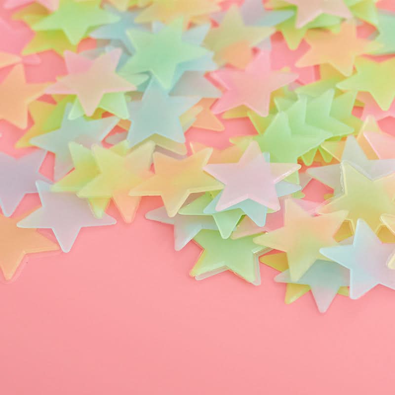 Pack of 50 3D Luminous Star Stickers, Fluorescent Wall Décor