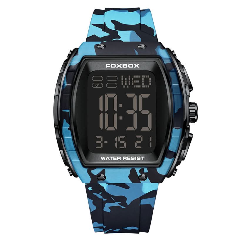 Men’s Digital Barrel Dial Watch – 50mm Large Face, Luminous Display