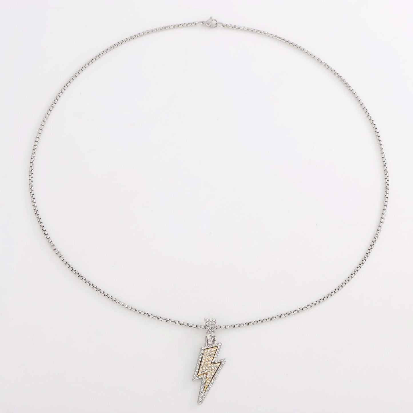 Men’s Hip-Hop Lightning Necklace – Diamond-Studded Chain