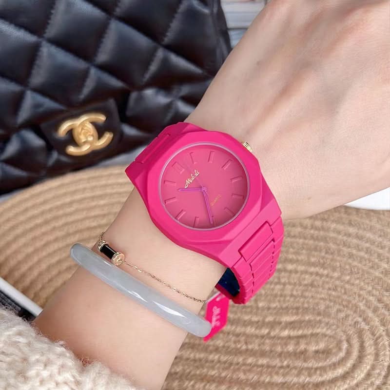 rendy Large Dial Watch – Candy Color, Steel Belt, Fashion Forward