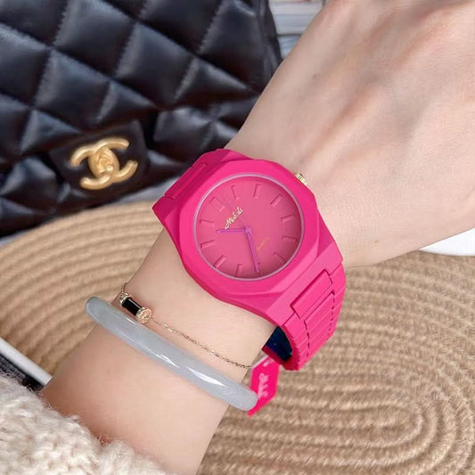 rendy Large Dial Watch – Candy Color, Steel Belt, Fashion Forward