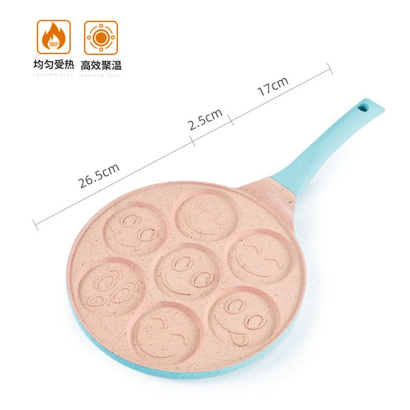 Smiley Face Non-Stick Omelette Frying Pan with 7 Holes