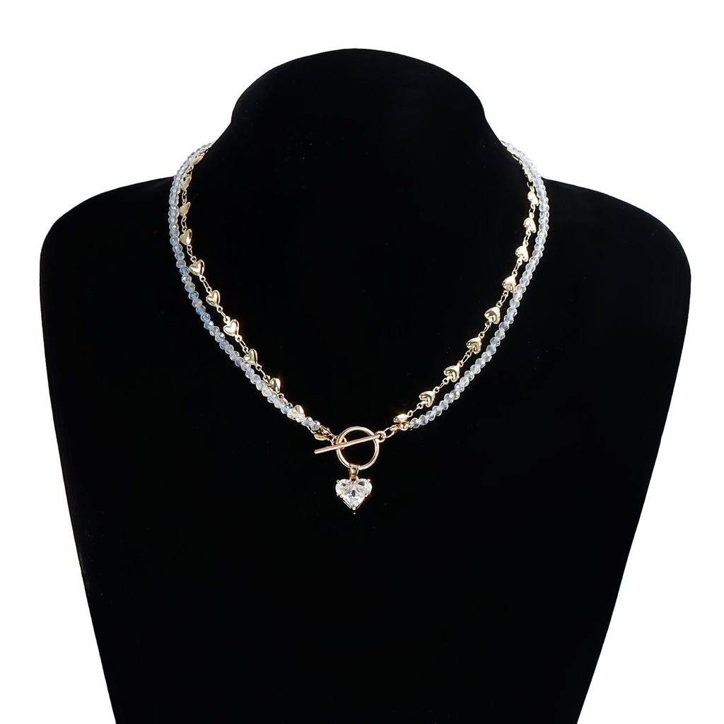 Zircon Heart Pendant Necklace for Women – Diamond-Inspired Clavicle Chain
