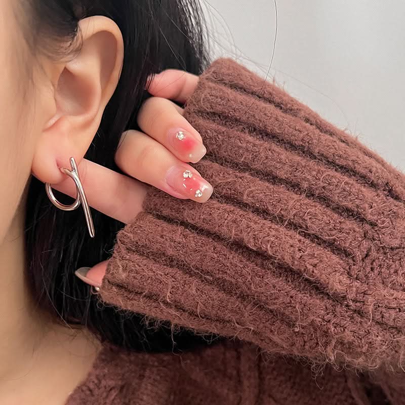 Geometric Silver Line Earrings for Women