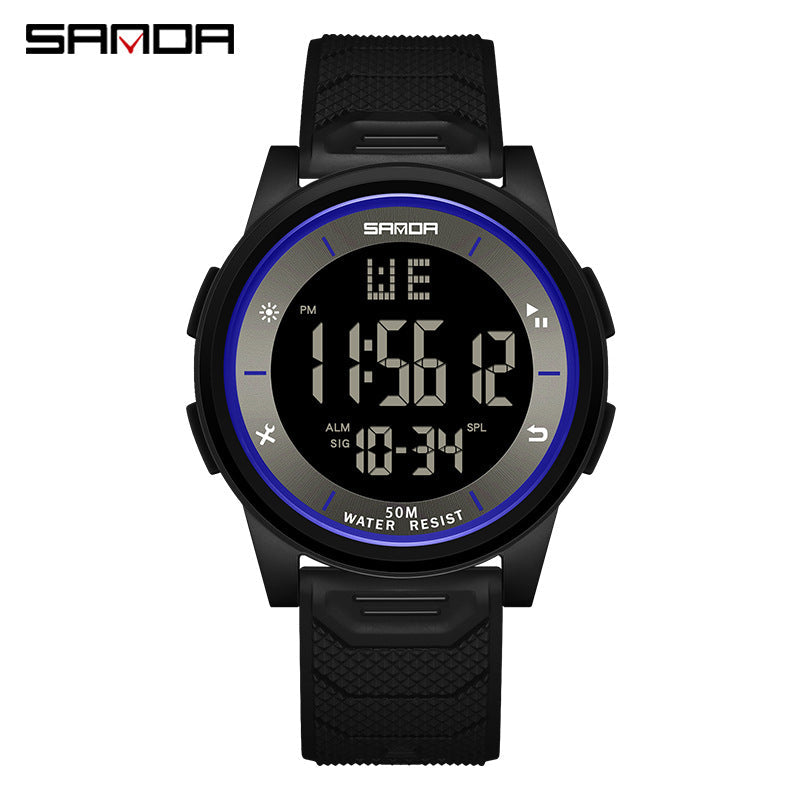 Sanda Digital Watch for Students – Waterproof Luminous Calendar Alarm Unisex Watch