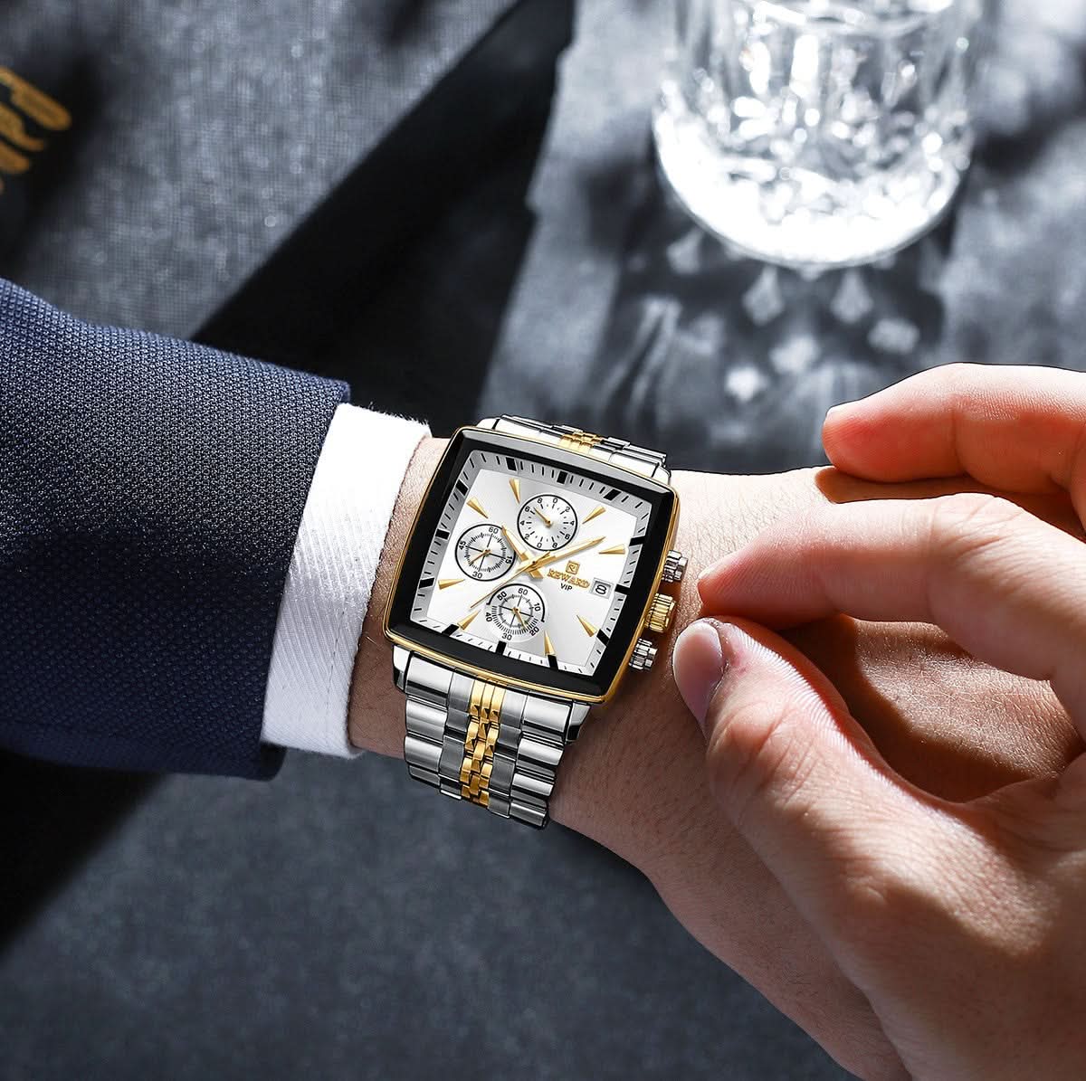 Men’s Square Chronograph Quartz Watch – Business Timepiece with Luminous Dial