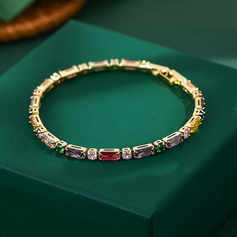 Colorful Zircon Chain Bracelet for Women – Micro-Inlaid Claw Design