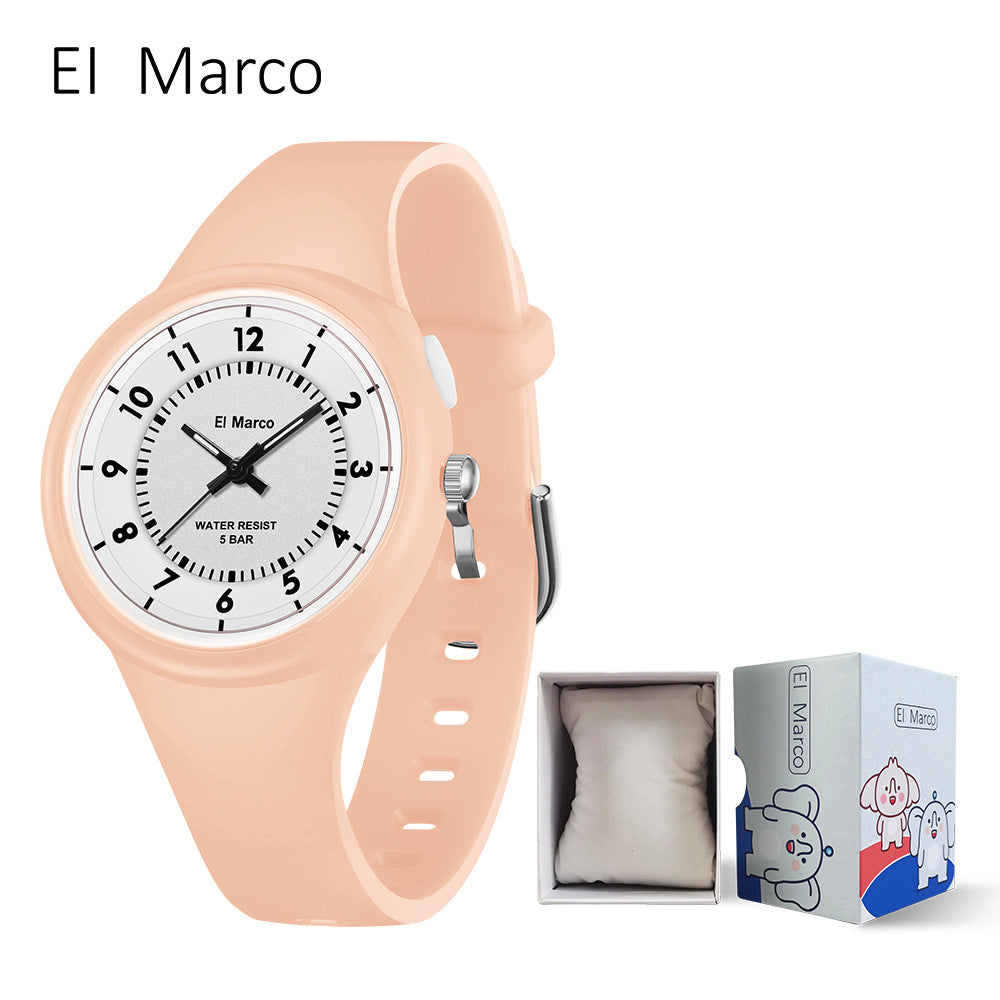 EL Marco Luminous Waterproof Quartz Watch – Kids Fashion Student Wristwatch