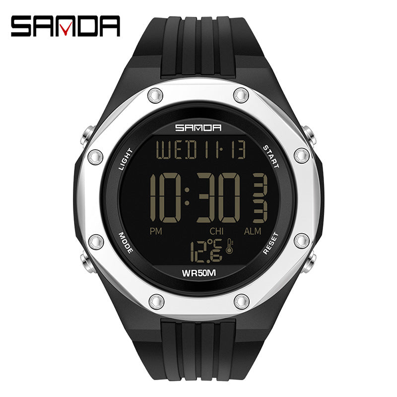 Sanda Men’s Dual Display Luminous Sports Watch – Waterproof Electronic Timepiece