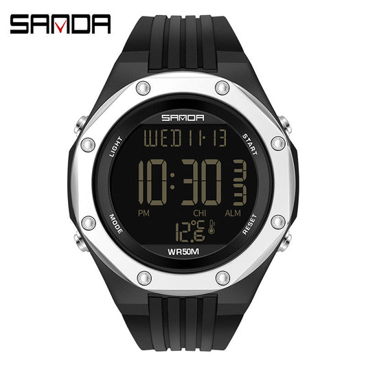 Sanda Men’s Dual Display Luminous Sports Watch – Waterproof Electronic Timepiece