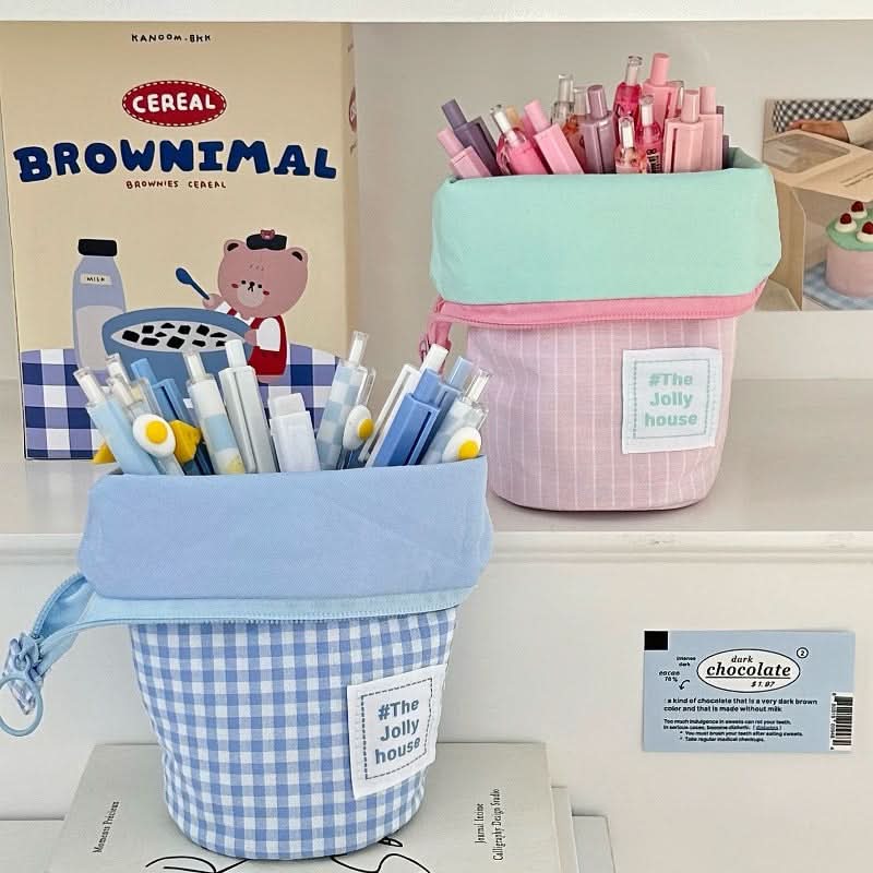 Japanese-Style Large-Capacity Stand-Up Pencil Case