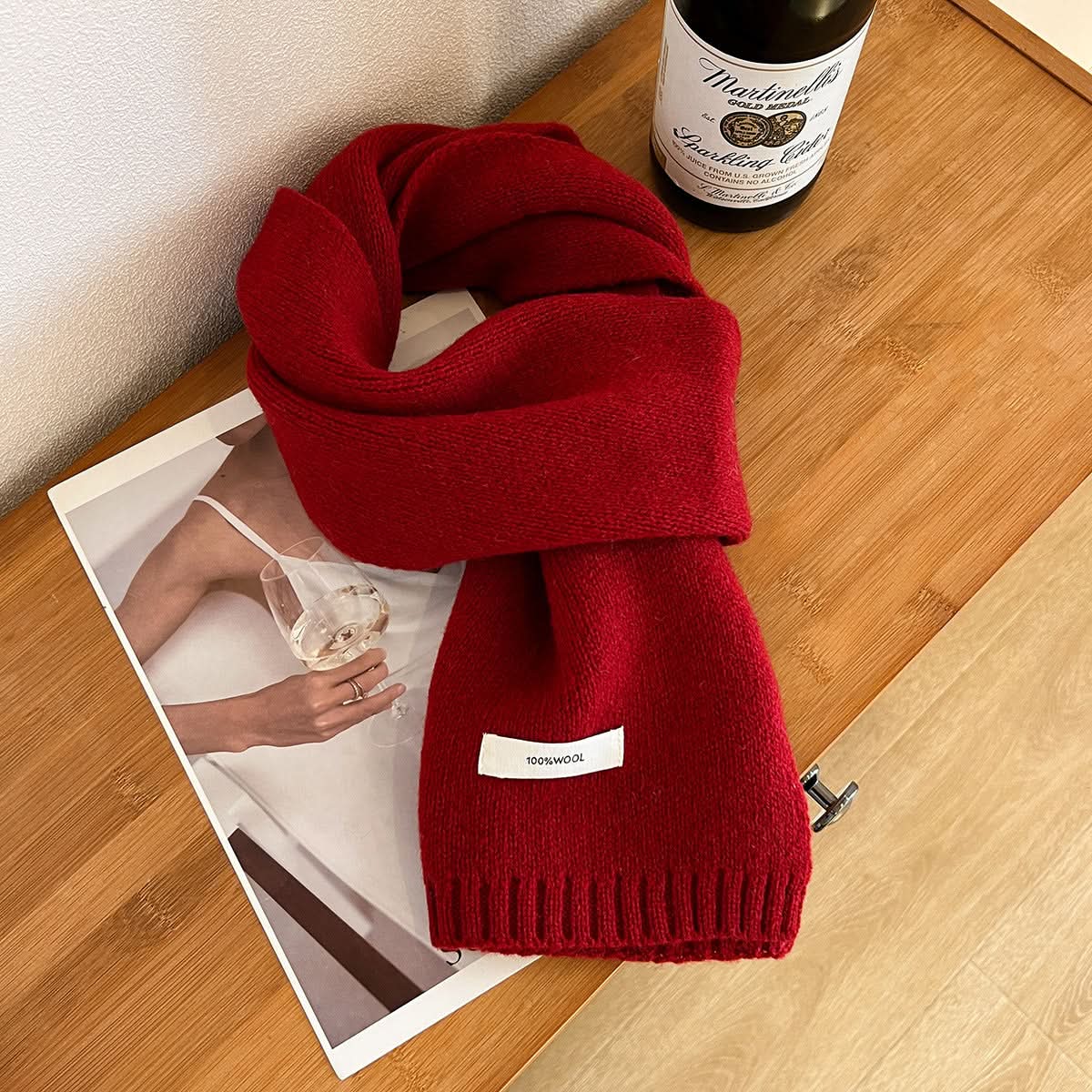 100% Pure Wool Winter Scarf – Solid Color for Adults