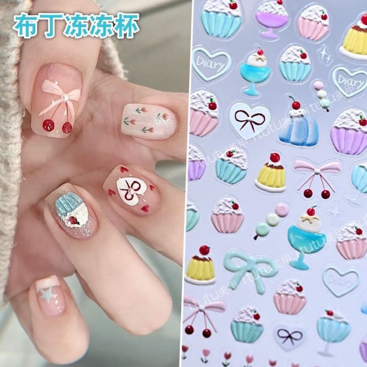 Colorful Jelly Cup Nail Stickers