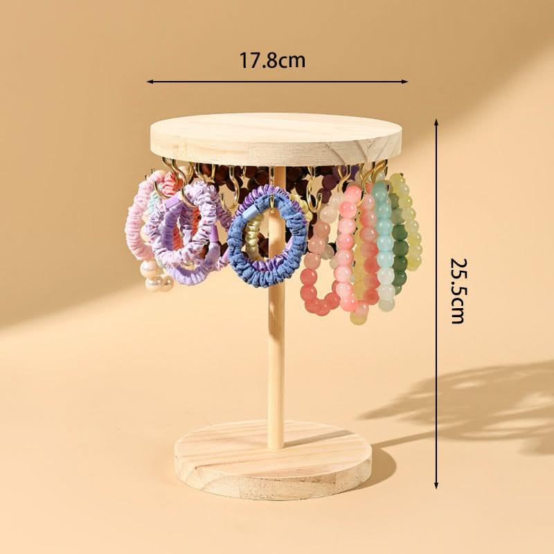 Round Wooden Jewelry Display Rack – Bracelet & Necklace Organizer