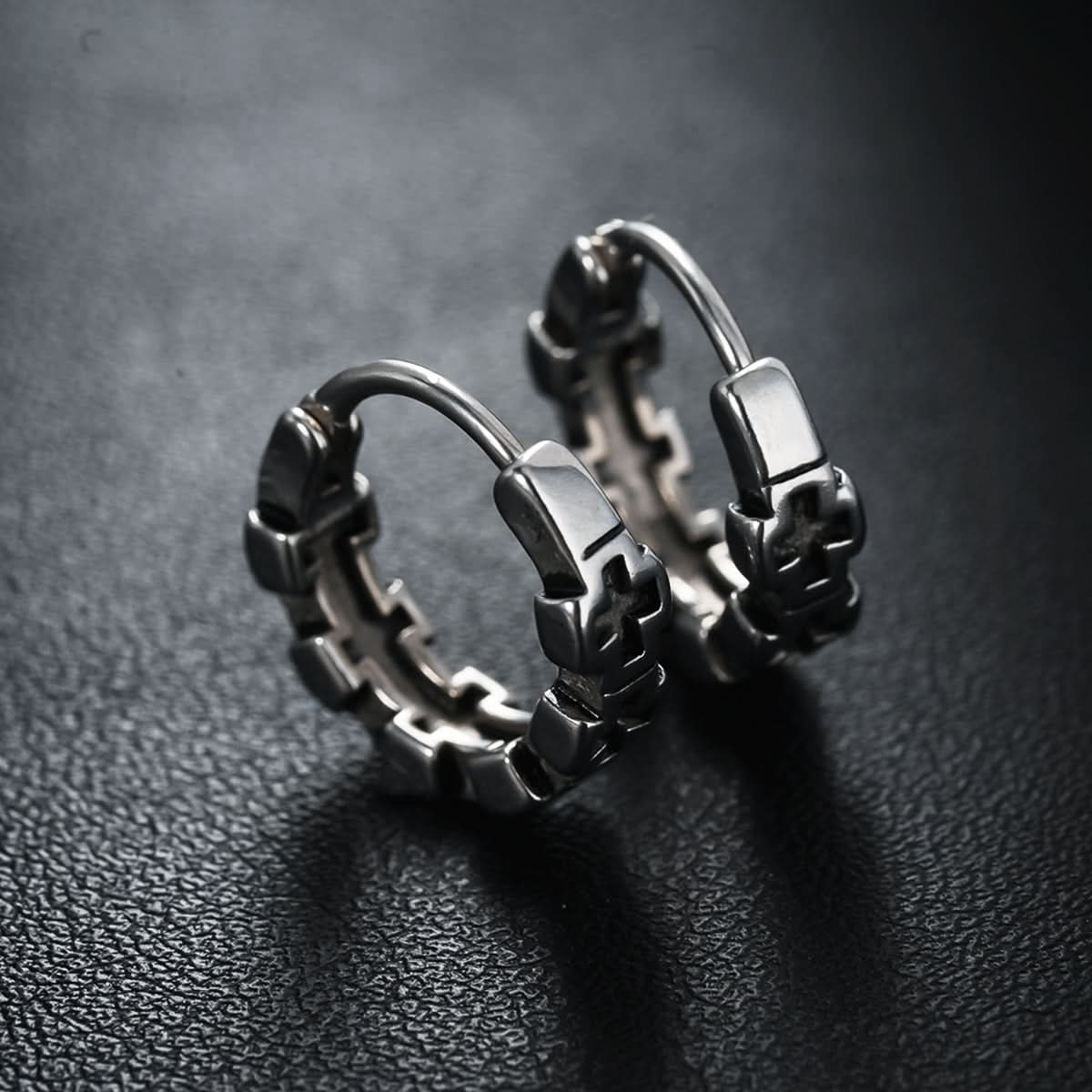 Trendy Hollow Cross Earrings – Gun Black Unisex Ear Buckles