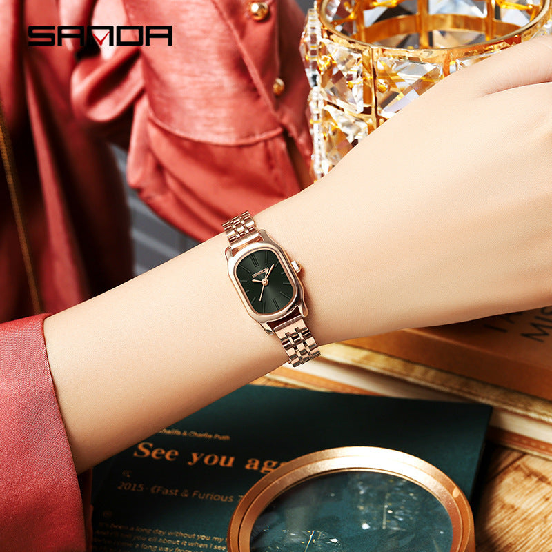 Sanda Women’s Stainless Steel Quartz Watch – Waterproof Square Dial Fashion Watch