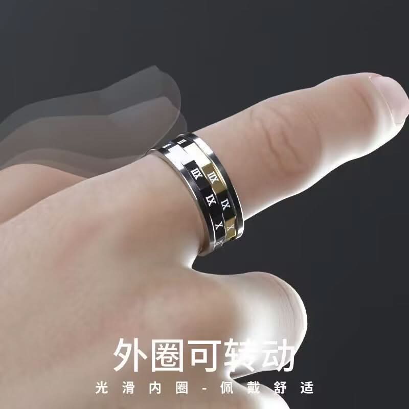 Men's Rotating Geometric Titanium Steel Ring