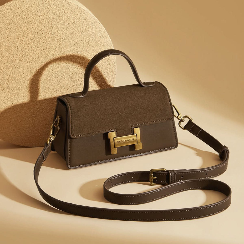 Women’s Elegant Small Square Handbag – H-Buckle Shoulder & Crossbody Bag