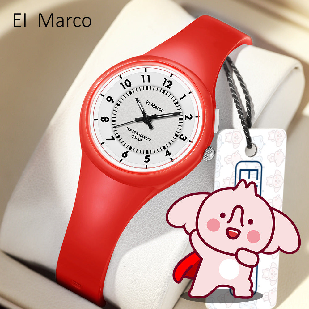 EL Marco Luminous Waterproof Quartz Watch – Kids Fashion Student Wristwatch