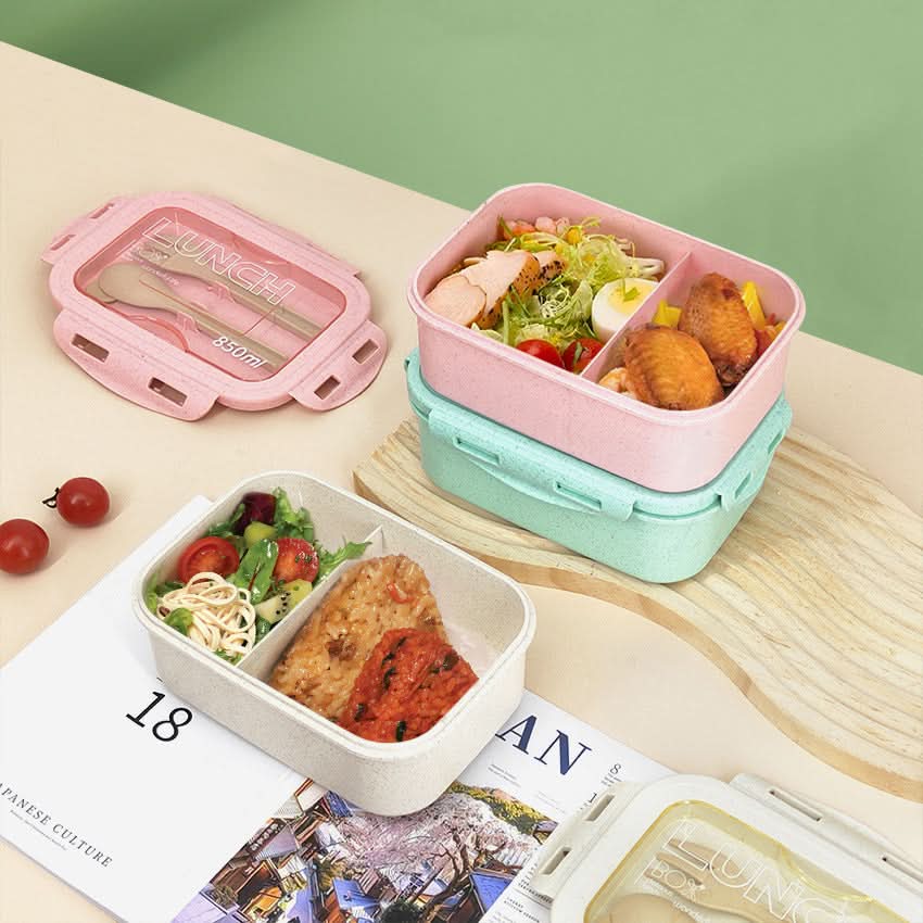 Japanese-Style Microwave-Safe Wheat Straw Lunch Box – 850ml