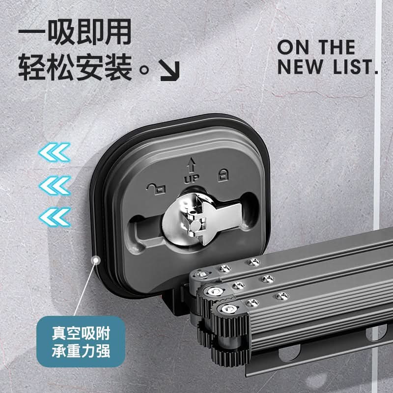 Balcony Folding Clothes Rack - Punch-Free Suction Cup Telescopic Clothes Rod