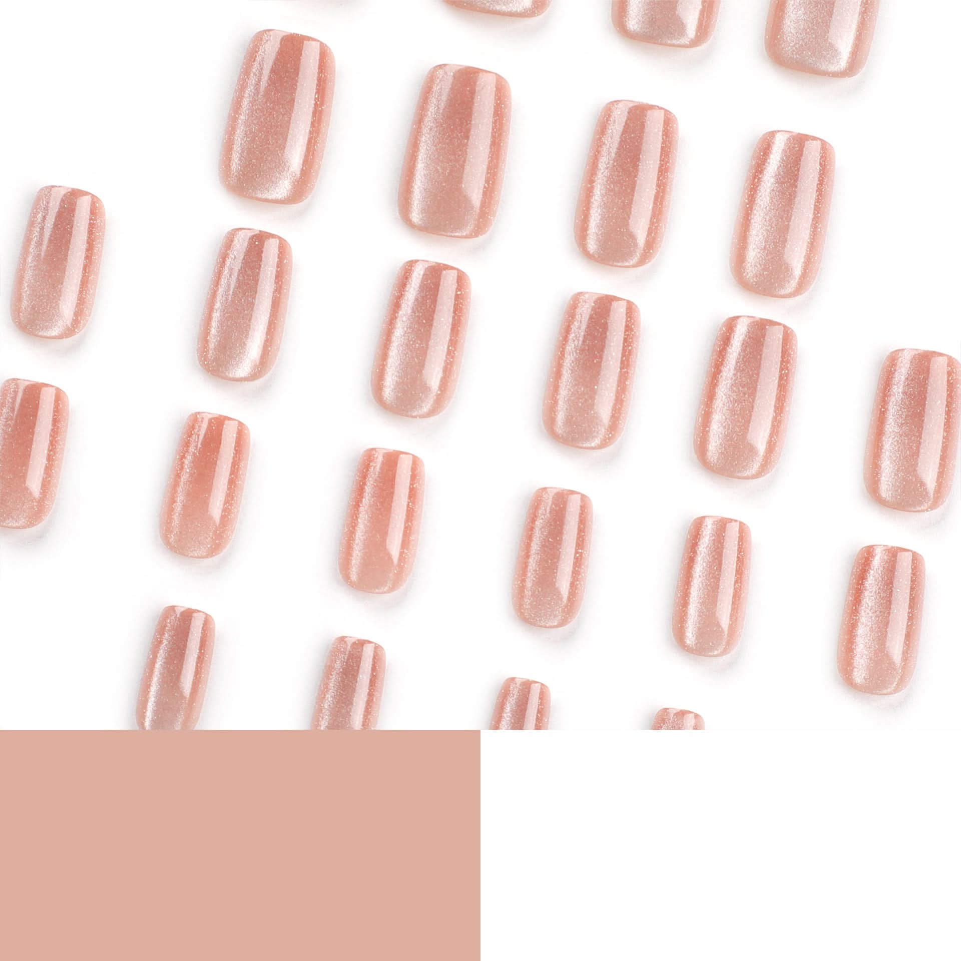 Cat’s Eye Press-On Nails – Short Square, Glossy Finish & Reusable