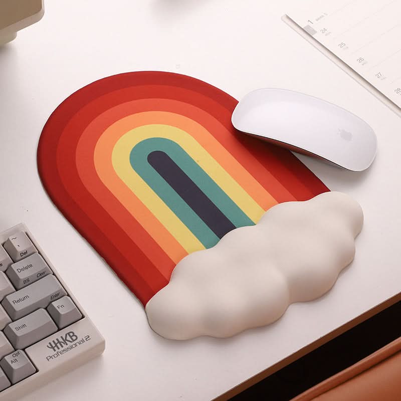 Cloud Rainbow Silicone Wrist Mouse Pad with Memory Foam