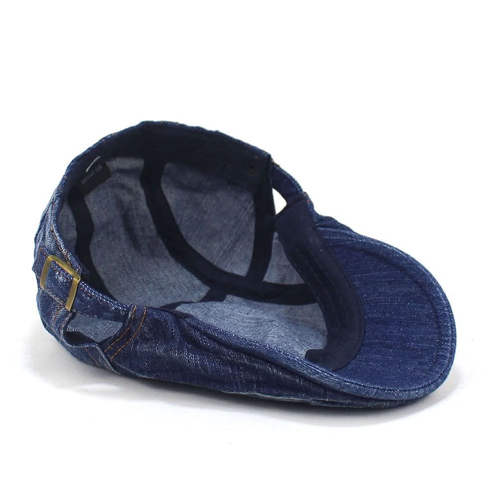 Washed Denim Beret Hat – Unisex Cotton Curved Brim Cap