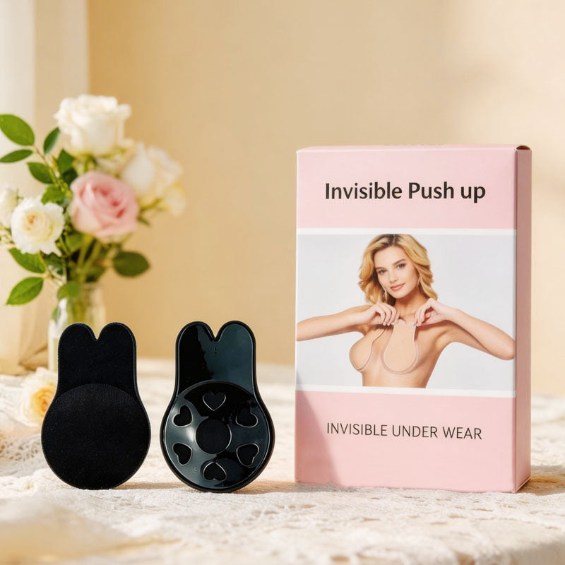 Rabbit Ear Bra Pads Strapless Self-Adhesive Silicone Invisible Bra Bunny Nipple Covers Push-Up Bra Pads Low-Cut Bust Enhancement