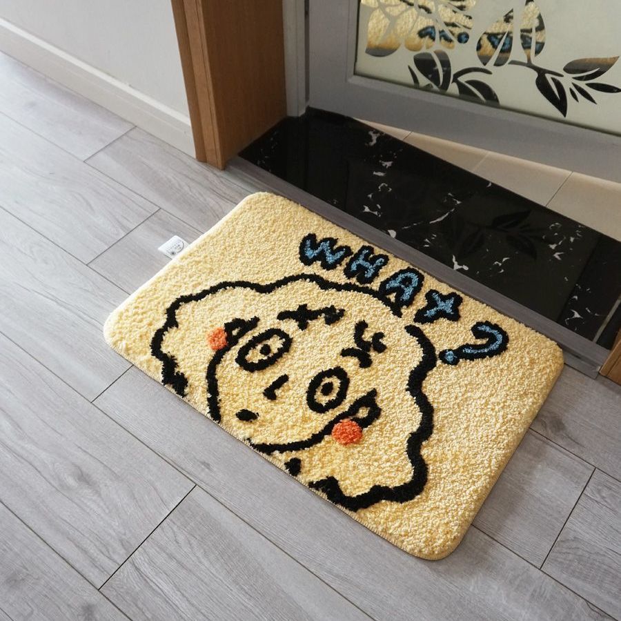 Tufted Bathroom Mat – Soft Oval Rug with Abstract Design Bath Mat for Doorway