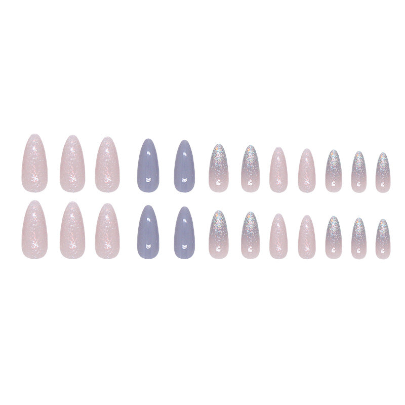 Mist Blue Almond Press-On Nails – Medium-Length Wearable Nail set