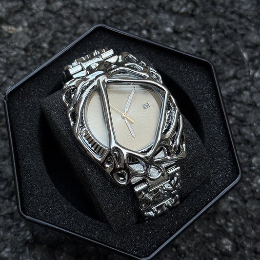 Men’s Spider Web Quartz Watch – Waterproof Fashion Wristwatch with Alloy Strap