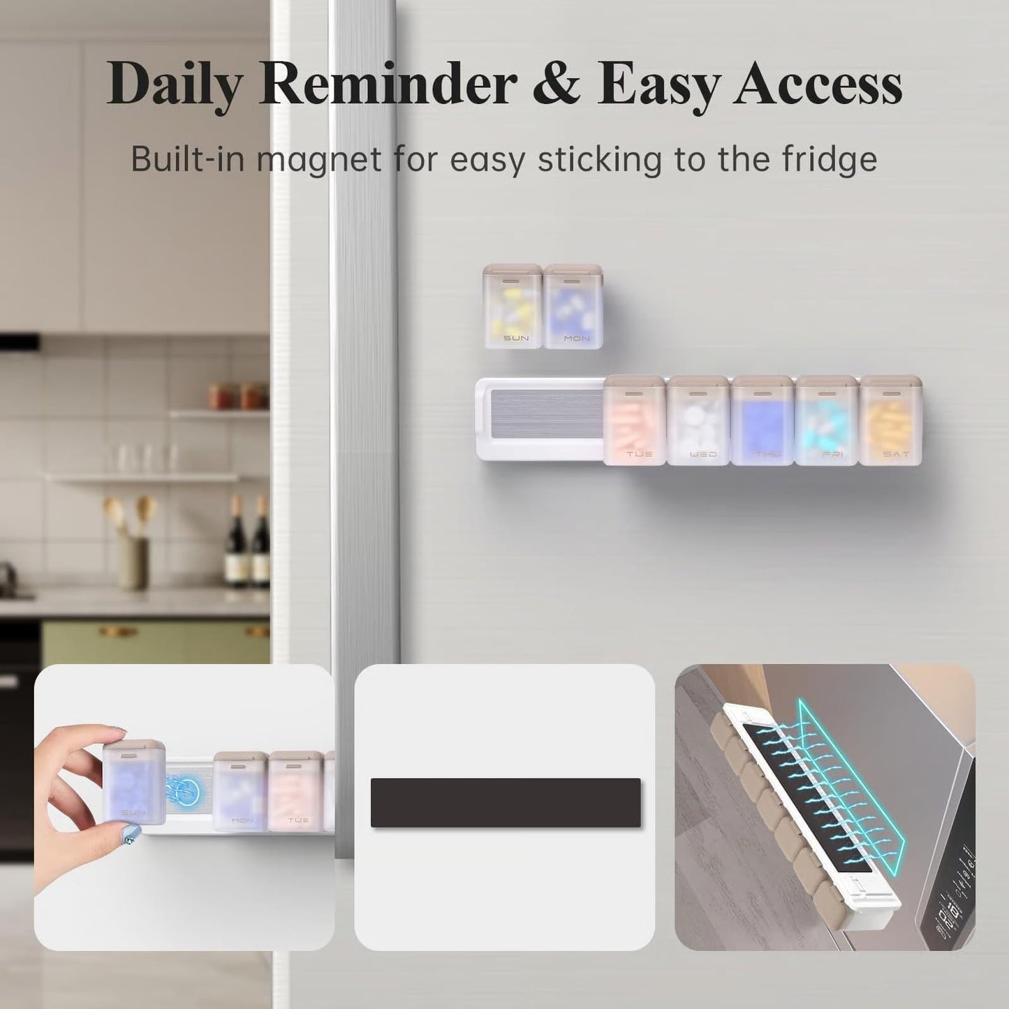 Magnetic Weekly Pill Organizer – Compact ABS Medicine Box for Daily Sorting & Storage